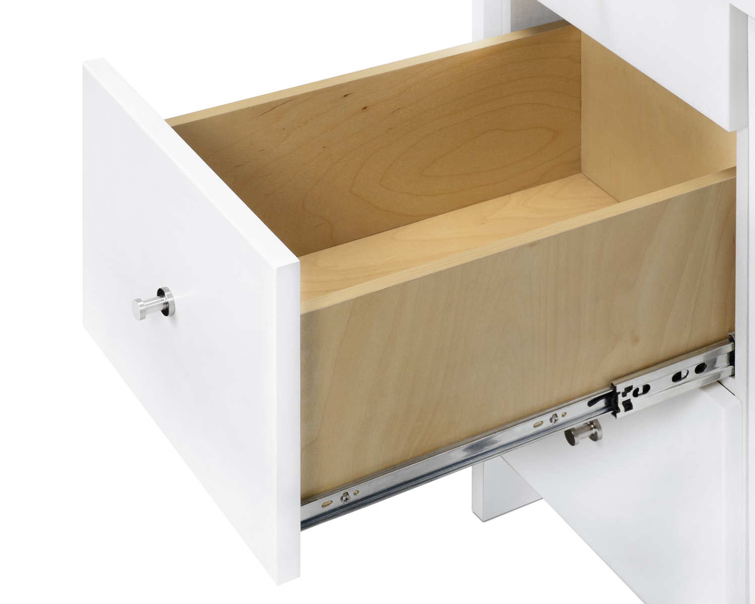 Fully assembled ADA-height Mesa Turnkey Dry Bar in white and shallow 21